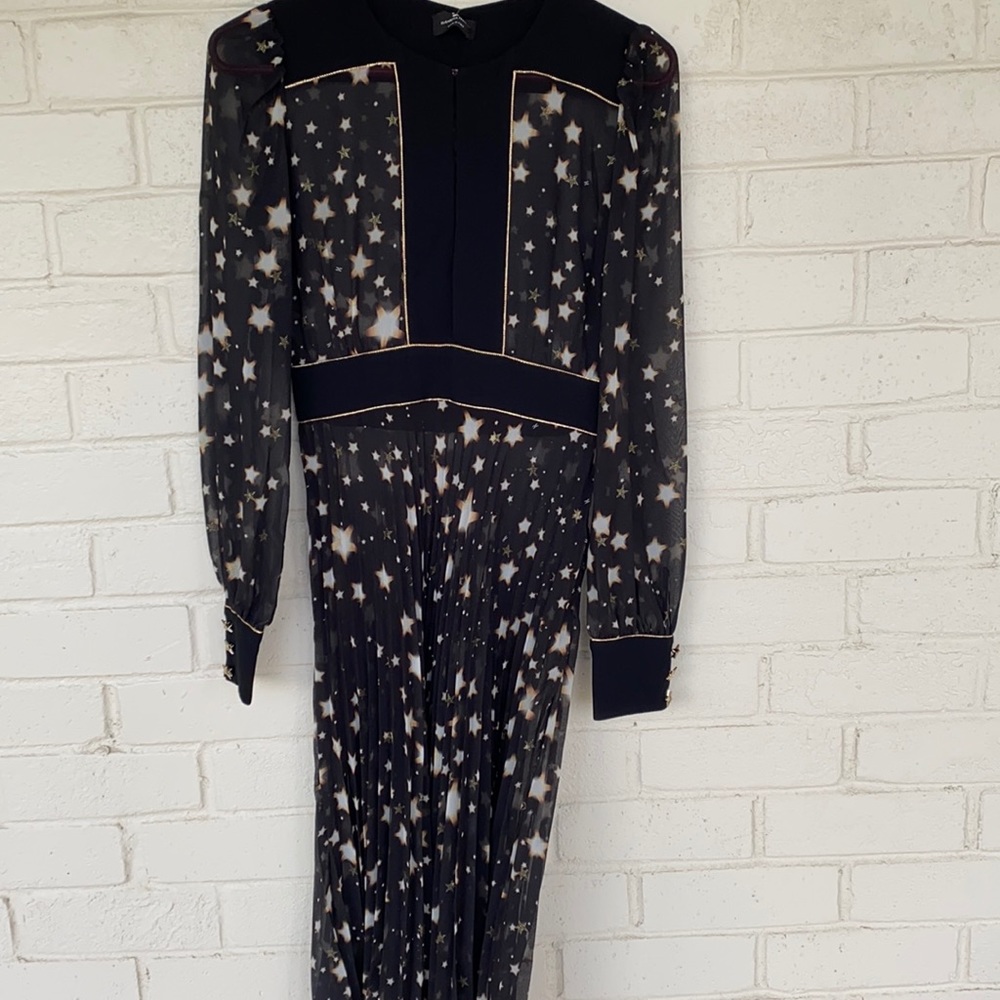 Elisabetta Franchi Star Sheer Pleated Dress 40